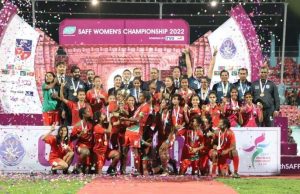 Victorious Bangladesh women’s football team returns home